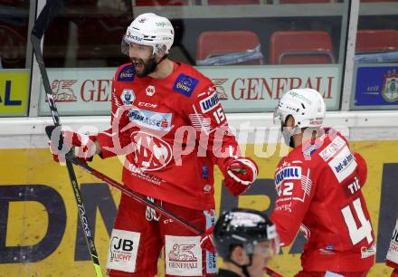 EBEL. Eishockey Bundesliga. KAC gegen	HCB Suedtirol Alperia. Torjubel Blaz Gregorc, Rok Ticar (KAC). Klagenfurt, am 18.4.2021.
Foto: Kuess
www.qspictures.net

---
pressefotos, pressefotografie, kuess, qs, qspictures, sport, bild, bilder, bilddatenbank