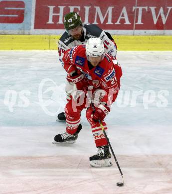 EBEL. Eishockey Bundesliga. KAC gegen	HCB Suedtirol Alperia. Manuel Geier,  (KAC), Nicholas Plastino  (Bozen). Klagenfurt, am 18.4.2021.
Foto: Kuess
www.qspictures.net

---
pressefotos, pressefotografie, kuess, qs, qspictures, sport, bild, bilder, bilddatenbank