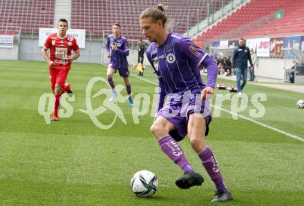 Fussball 2. Liga. SK Austria Klagenfurt gegen  Grazer AK 1902. Patrick Greil (Klagenfurt). Klagenfurt, am 18.4.2021.
Foto: Kuess
www.qspictures.net
---
pressefotos, pressefotografie, kuess, qs, qspictures, sport, bild, bilder, bilddatenbank