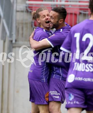 Fussball 2. Liga. SK Austria Klagenfurt gegen  Grazer AK 1902. Torjubel Patrick Greil, Markus Pink (Klagenfurt). Klagenfurt, am 18.4.2021.
Foto: Kuess
www.qspictures.net
---
pressefotos, pressefotografie, kuess, qs, qspictures, sport, bild, bilder, bilddatenbank