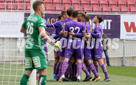 Fussball 2. Liga. SK Austria Klagenfurt gegen  Grazer AK 1902. Torjubel Austria. Klagenfurt, am 18.4.2021.
Foto: Kuess
www.qspictures.net
---
pressefotos, pressefotografie, kuess, qs, qspictures, sport, bild, bilder, bilddatenbank