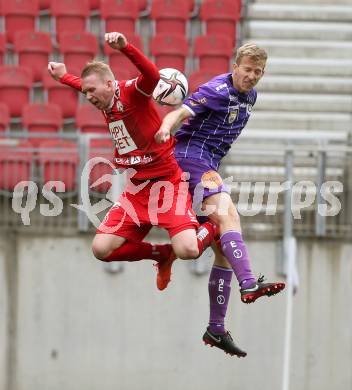 Fussball 2. Liga. SK Austria Klagenfurt gegen  Grazer AK 1902. Christopher CVetko,  (Klagenfurt),  Martin Harrer  (GAK). Klagenfurt, am 18.4.2021.
Foto: Kuess
www.qspictures.net
---
pressefotos, pressefotografie, kuess, qs, qspictures, sport, bild, bilder, bilddatenbank