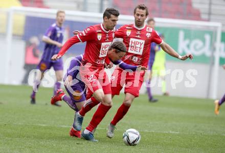 Fussball 2. Liga. SK Austria Klagenfurt gegen  Grazer AK 1902. Alex Timossi Andersson,  (Klagenfurt), Marco Perchtold, Peter Tschernegg   (GAK). Klagenfurt, am 18.4.2021.
Foto: Kuess
www.qspictures.net
---
pressefotos, pressefotografie, kuess, qs, qspictures, sport, bild, bilder, bilddatenbank