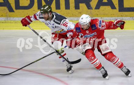 EBEL. Eishockey Bundesliga. KAC gegen	HCB Suedtirol Alperia. Clemens Unterweger, (KAC),  Daniel Frank   (Bozen). Klagenfurt, am 18.4.2021.
Foto: Kuess
www.qspictures.net

---
pressefotos, pressefotografie, kuess, qs, qspictures, sport, bild, bilder, bilddatenbank