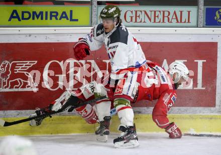 EBEL. Eishockey Bundesliga. KAC gegen	HCB Suedtirol Alperia. Steven Strong,  (KAC), Dustin Gazley  (Bozen). Klagenfurt, am 18.4.2021.
Foto: Kuess
www.qspictures.net

---
pressefotos, pressefotografie, kuess, qs, qspictures, sport, bild, bilder, bilddatenbank