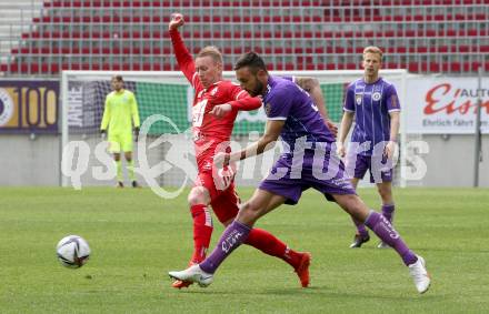 Fussball 2. Liga. SK Austria Klagenfurt gegen  Grazer AK 1902. Markus Pink, (Klagenfurt),  Martin Harrer   (GAK). Klagenfurt, am 18.4.2021.
Foto: Kuess
www.qspictures.net
---
pressefotos, pressefotografie, kuess, qs, qspictures, sport, bild, bilder, bilddatenbank