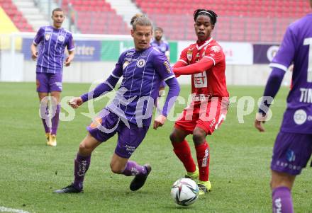 Fussball 2. Liga. SK Austria Klagenfurt gegen  Grazer AK 1902. Patrick Greil,  (Klagenfurt),  Reality Arase Asemota  (GAK). Klagenfurt, am 18.4.2021.
Foto: Kuess
www.qspictures.net
---
pressefotos, pressefotografie, kuess, qs, qspictures, sport, bild, bilder, bilddatenbank