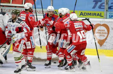 EBEL. Eishockey Bundesliga. KAC gegen	HCB Suedtirol Alperia. Torjubel Kele Steffler, Matthew Fraser, Thomas Koch, Lukas Haudum, Thomas Vallant (KAC). Klagenfurt, am 18.4.2021.
Foto: Kuess
www.qspictures.net

---
pressefotos, pressefotografie, kuess, qs, qspictures, sport, bild, bilder, bilddatenbank