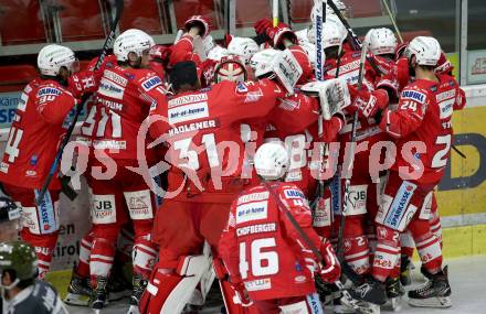EBEL. Eishockey Bundesliga. KAC gegen	HCB Suedtirol Alperia. Jubel (KAC). Klagenfurt, am 18.4.2021.
Foto: Kuess
www.qspictures.net

---
pressefotos, pressefotografie, kuess, qs, qspictures, sport, bild, bilder, bilddatenbank