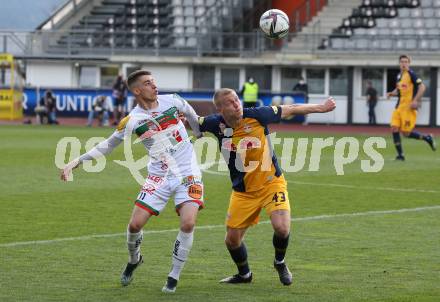 Fussball. Bundesliga. RZ Pellets WAC gegen FC Red Bull Salzburg. Dario Vizinger,  (WAC), Rasmus Nissen Kristensen (Salzburg). Wolfsberg, am 25.4.2021.
Foto: Kuess
www.qspictures.net

---
pressefotos, pressefotografie, kuess, qs, qspictures, sport, bild, bilder, bilddatenbank