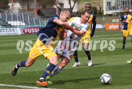Fussball. Bundesliga. RZ Pellets WAC gegen FC Red Bull Salzburg. Christopher Wernitznig,  (WAC), Rasmus Nissen Kristensen (Salzburg). Wolfsberg, am 25.4.2021.
Foto: Kuess
www.qspictures.net

---
pressefotos, pressefotografie, kuess, qs, qspictures, sport, bild, bilder, bilddatenbank