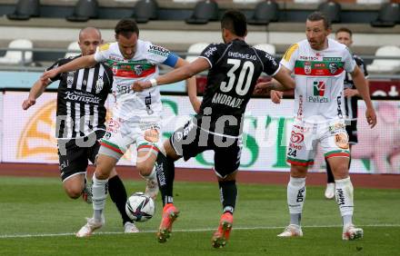Fussball. Bundesliga. RZ Pellets WAC gegen LASK. Michael Liendl, Christopher Wernitznig,  (WAC), Andres Alberto Andrade Cedeno  (LASK). Wolfsberg, am 12.5.2021.
Foto: Kuess
www.qspictures.net

---
pressefotos, pressefotografie, kuess, qs, qspictures, sport, bild, bilder, bilddatenbank