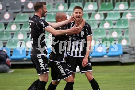Fussball. Bundesliga. RZ Pellets WAC gegen LASK. Torjubel Petar Filipovic, Lukas Grgic, Reinhold Ranftl  (LASK). Wolfsberg, am 12.5.2021.
Foto: Kuess
www.qspictures.net

---
pressefotos, pressefotografie, kuess, qs, qspictures, sport, bild, bilder, bilddatenbank