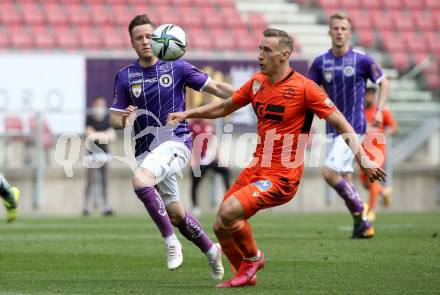 Fussball 2. Liga. SK Austria Klagenfurt gegen SV Horn.  Fabian Miesenboeck,  (Klagenfurt),  Juergen Bauer (Horn). Klagenfurt, am 16.5.2021.
Foto: Kuess
www.qspictures.net
---
pressefotos, pressefotografie, kuess, qs, qspictures, sport, bild, bilder, bilddatenbank