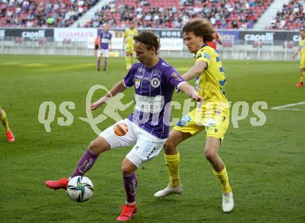 Fussball. Bundesliga Relegation. SK Austria Klagenfurt gegen St. Poelten.   Alex Timossi Andersson (Klagenfurt), Robert Ljubicic  (St. Poelten). Klagenfurt, am 26.5.2021.
Foto: Kuess
www.qspictures.net
---
pressefotos, pressefotografie, kuess, qs, qspictures, sport, bild, bilder, bilddatenbank