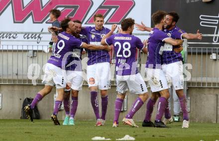 Fussball. Bundesliga Relegation. SK Austria Klagenfurt gegen St. Poelten.   Torjubel 	Herbert Paul, Thorsten Mahrer, Markus Pink, Simon Straudi, Philipp Huetter, Ivan Saravanja (Klagenfurt). Klagenfurt, am 26.5.2021.
Foto: Kuess
www.qspictures.net
---
pressefotos, pressefotografie, kuess, qs, qspictures, sport, bild, bilder, bilddatenbank