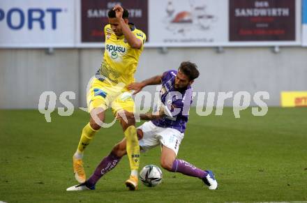 Fussball. Bundesliga Relegation. SK Austria Klagenfurt gegen St. Poelten.   Kosmas Gkezos (Klagenfurt), Alexander Schmidt  (St. Poelten). Klagenfurt, am 26.5.2021.
Foto: Kuess
www.qspictures.net
---
pressefotos, pressefotografie, kuess, qs, qspictures, sport, bild, bilder, bilddatenbank