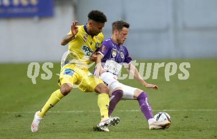 Fussball. Bundesliga Relegation. SK Austria Klagenfurt gegen St. Poelten.   Fabian Miesenboeck, (Klagenfurt),  Michael Blauensteiner (St. Poelten). Klagenfurt, am 26.5.2021.
Foto: Kuess
www.qspictures.net
---
pressefotos, pressefotografie, kuess, qs, qspictures, sport, bild, bilder, bilddatenbank