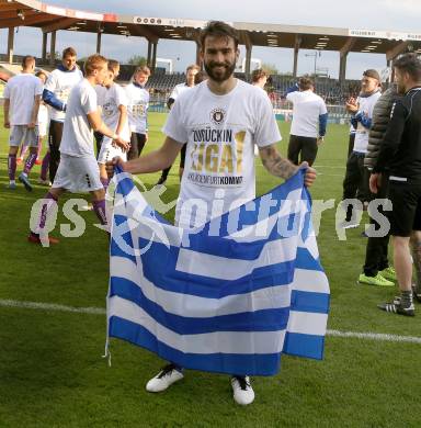Fussball. Bundesliga Relegation. St. Poelten gegen SK Austria Klagenfurt .   Meisterjubel Austria Klagenfurt.  Kosmas Gkezos. Klagenfurt, am 29.5.2021.
Foto: Kuess
www.qspictures.net
---
pressefotos, pressefotografie, kuess, qs, qspictures, sport, bild, bilder, bilddatenbank