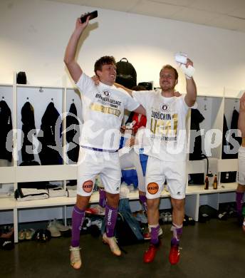 Fussball. Bundesliga Relegation. St. Poelten gegen SK Austria Klagenfurt .   Meisterjubel Austria Klagenfurt.  Herbert Paul, Markus Rusek. Klagenfurt, am 29.5.2021.
Foto: Kuess
www.qspictures.net
---
pressefotos, pressefotografie, kuess, qs, qspictures, sport, bild, bilder, bilddatenbank