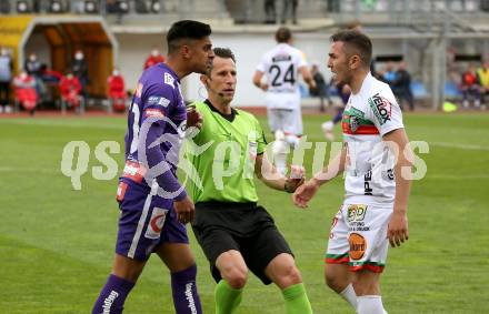 Fussball. Bundesliga. RZ Pellets WAC gegen FK Austria Wien. Guram Giorbelidze, (WAC), Manprit Sarkaria,  (Wien), Schiedsrichter Alexander Harkam . Wolfsberg, am 30.5.2021.
Foto: Kuess
www.qspictures.net

---
pressefotos, pressefotografie, kuess, qs, qspictures, sport, bild, bilder, bilddatenbank