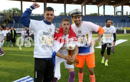 Fussball. Bundesliga Relegation. St. Poelten gegen SK Austria Klagenfurt .   Meisterjubel Austria Klagenfurt.  Darijo Pecirep, Ivan Saravanja, Philip Menzel. Klagenfurt, am 29.5.2021.
Foto: Kuess
www.qspictures.net
---
pressefotos, pressefotografie, kuess, qs, qspictures, sport, bild, bilder, bilddatenbank