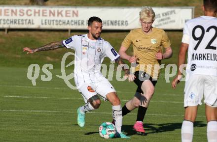 Fussball. Freundschaftsspiel. Koettmannsdorf gegen Austria Klagenfurt.   David Male (Koettmannsdorf),  Philipp Huetter (Klagenfurt). Klagenfurt, am 28.6.2021.
Foto: Kuess
www.qspictures.net
---
pressefotos, pressefotografie, kuess, qs, qspictures, sport, bild, bilder, bilddatenbank