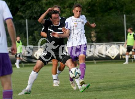 Fussball Testspiel. ASK gegen SK Austria Klagenfurt. Almedin Hota,  (ASK),  Fabio Markelic (Austria Klagenfurt). Klagenfurt, am 2.7.2021.
Foto: Kuess
---
pressefotos, pressefotografie, kuess, qs, qspictures, sport, bild, bilder, bilddatenbank
