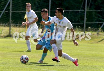 Fussball Testspiel. RZ Pellets WAC gegen NK Rijeka. Amar Dedic,  (WAC),  DOMAGOJ PAVICIC (Rijeka). Velden, am 3.7.2021.
Foto: Kuess
www.qspictures.net

---
pressefotos, pressefotografie, kuess, qs, qspictures, sport, bild, bilder, bilddatenbank