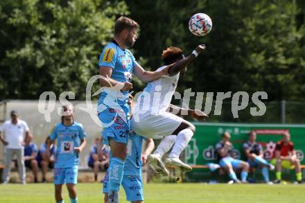 Fussball Testspiel. RZ Pellets WAC gegen NK Rijeka. Dominik Baumgartner, (WAC),  ISSAH ABASS (Rijeka). Velden, am 3.7.2021.
Foto: Kuess
www.qspictures.net

---
pressefotos, pressefotografie, kuess, qs, qspictures, sport, bild, bilder, bilddatenbank