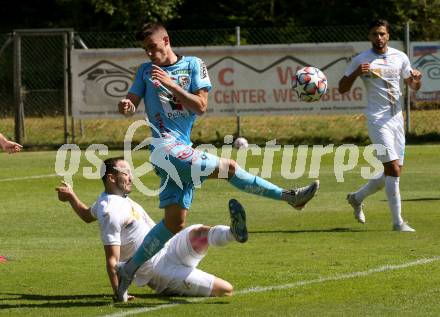 Fussball Testspiel. RZ Pellets WAC gegen NK Rijeka. Dario Vizinger,  (WAC),  ANDRIJA VUKCEVIC (Rijeka). Velden, am 3.7.2021.
Foto: Kuess
www.qspictures.net

---
pressefotos, pressefotografie, kuess, qs, qspictures, sport, bild, bilder, bilddatenbank