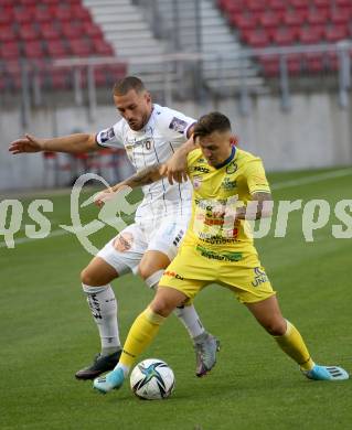 Fussball. Bundesliga. Trainingsspiel.  Austria Klagenfurt gegen SV Licht-Loidl Lafnitz.  Turgay Gemicibasi (Klagenfurt),  Nicolas Meister (Lafnitz). Klagenfurt, am 9.7.2021.
Foto: Kuess
www.qspictures.net
---
pressefotos, pressefotografie, kuess, qs, qspictures, sport, bild, bilder, bilddatenbank