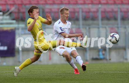 Fussball. Bundesliga. Trainingsspiel.  Austria Klagenfurt gegen SV Licht-Loidl Lafnitz. Christopher Cvetko,  (Klagenfurt),  Florian Harald Prohart  (Lafnitz). Klagenfurt, am 9.7.2021.
Foto: Kuess
www.qspictures.net
---
pressefotos, pressefotografie, kuess, qs, qspictures, sport, bild, bilder, bilddatenbank