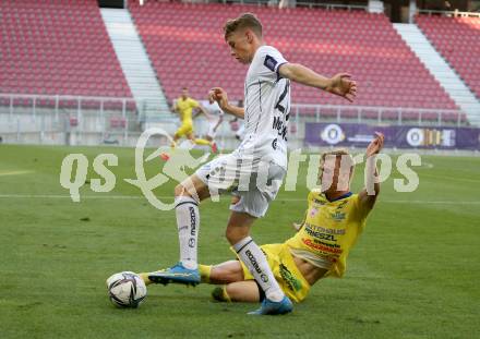 Fussball. Bundesliga. Trainingsspiel.  Austria Klagenfurt gegen SV Licht-Loidl Lafnitz. Tim Maciejewski,  (Klagenfurt),  Christoph Gschiel (Lafnitz). Klagenfurt, am 9.7.2021.
Foto: Kuess
www.qspictures.net
---
pressefotos, pressefotografie, kuess, qs, qspictures, sport, bild, bilder, bilddatenbank