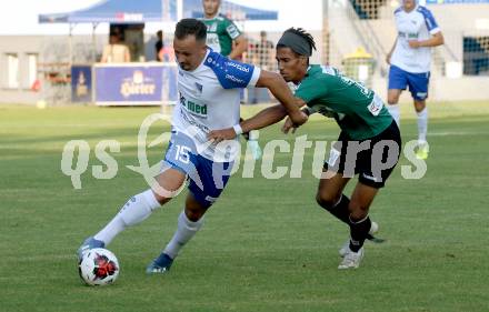 Fussball Regionalliga. SK Treibach gegen Ried Amateure (Junge Wikinger Ried).   Vahid Muharemovic (Treibach), Justin Mwatero  (Ried), Treibach, am 23.7.2021.
Foto: Kuess
---
pressefotos, pressefotografie, kuess, qs, qspictures, sport, bild, bilder, bilddatenbank
