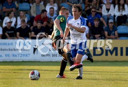 Fussball Regionalliga. SK Treibach gegen Ried Amateure (Junge Wikinger Ried).  David Armin Hude (Treibach), Julian Turi  (Ried), Treibach, am 23.7.2021.
Foto: Kuess
---
pressefotos, pressefotografie, kuess, qs, qspictures, sport, bild, bilder, bilddatenbank