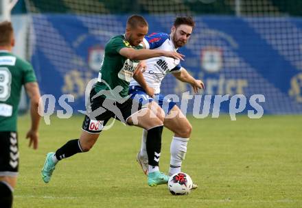 Fussball Regionalliga. SK Treibach gegen Ried Amateure (Junge Wikinger Ried).  Moritz Leitner (Treibach),  Ben-Travis Woerndl (Ried), Treibach, am 23.7.2021.
Foto: Kuess
---
pressefotos, pressefotografie, kuess, qs, qspictures, sport, bild, bilder, bilddatenbank