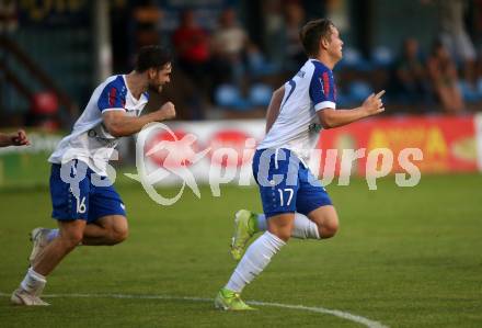 Fussball Regionalliga. SK Treibach gegen Ried Amateure (Junge Wikinger Ried). Torjubel  Fabian Christian Gangl, Moritz Leitner (Treibach). Treibach, am 23.7.2021.
Foto: Kuess
---
pressefotos, pressefotografie, kuess, qs, qspictures, sport, bild, bilder, bilddatenbank
