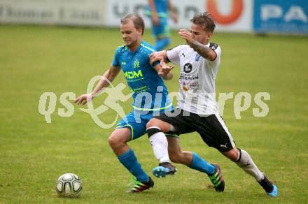 Fussball. Unterliga Ost. Sele Zell gegen Eisenkappel. Dorian Urank (Sele Zell),   Gasper Udovic  (Eisenkappel). Sele Zell, am 1.8.2021.
Foto: Kuess
www.qspictures.net
---
pressefotos, pressefotografie, kuess, qs, qspictures, sport, bild, bilder, bilddatenbank