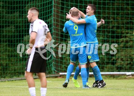 Fussball. Unterliga Ost. Sele Zell gegen Eisenkappel. Torjubel  Florian Kelih, Gabriel Gregorn (Sele Zell). Sele Zell, am 1.8.2021.
Foto: Kuess
www.qspictures.net
---
pressefotos, pressefotografie, kuess, qs, qspictures, sport, bild, bilder, bilddatenbank