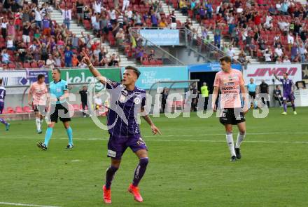 Fussball. Bundesliga. SK Austria Klagenfurt gegen TSV Hartberg.   Torjubel  Florian Rieder (Klagenfurt). Klagenfurt, am 7.8.2021.
Foto: Kuess
www.qspictures.net
---
pressefotos, pressefotografie, kuess, qs, qspictures, sport, bild, bilder, bilddatenbank