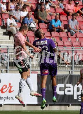 Fussball. Bundesliga. SK Austria Klagenfurt gegen TSV Hartberg.   Markus Pink, (Klagenfurt),  Mario Sonnleitner  (Hartberg). Klagenfurt, am 7.8.2021.
Foto: Kuess
www.qspictures.net
---
pressefotos, pressefotografie, kuess, qs, qspictures, sport, bild, bilder, bilddatenbank