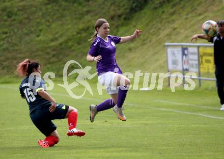 Frauenfussball. Kaerntner Frauen Liga. SK Austria Klagenfurt gegen SG ATUS Ferlach/DSG Ferlach.  Annika Buerger (Klagenfurt), Julia Lercher (SG ATUS Ferlach/DSG Ferlach). Koettmannsdorf, am 8.8.2021.
Foto: Kuess
www.qspictures.net
---
pressefotos, pressefotografie, kuess, qs, qspictures, sport, bild, bilder, bilddatenbank