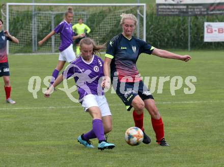 Frauenfussball. Kaerntner Frauen Liga. SK Austria Klagenfurt gegen SG ATUS Ferlach/DSG Ferlach. Angelina Doris Prucknig  (Klagenfurt), Tina Pflanzl (SG ATUS Ferlach/DSG Ferlach). Koettmannsdorf, am 8.8.2021.
Foto: Kuess
www.qspictures.net
---
pressefotos, pressefotografie, kuess, qs, qspictures, sport, bild, bilder, bilddatenbank