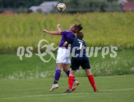 Frauenfussball. Kaerntner Frauen Liga. SK Austria Klagenfurt gegen SG ATUS Ferlach/DSG Ferlach. Chiara Maria Maurel (Klagenfurt), Patricia Elisabeth Fanzoy (SG ATUS Ferlach/DSG Ferlach). Koettmannsdorf, am 8.8.2021.
Foto: Kuess
www.qspictures.net
---
pressefotos, pressefotografie, kuess, qs, qspictures, sport, bild, bilder, bilddatenbank