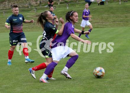 Frauenfussball. Kaerntner Frauen Liga. SK Austria Klagenfurt gegen SG ATUS Ferlach/DSG Ferlach. Anja Veratschnig  (Klagenfurt), Fabienne Pirker (SG ATUS Ferlach/DSG Ferlach). Koettmannsdorf, am 8.8.2021.
Foto: Kuess
www.qspictures.net
---
pressefotos, pressefotografie, kuess, qs, qspictures, sport, bild, bilder, bilddatenbank