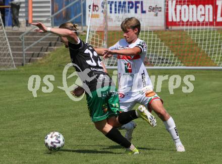 Fussball Regionalliga. WAC Amateure gegen FC Gleisdorf 09. Lukas Egarter (WAC),  Marco Krammer  (Gleisdorf). St. Andrae, am 14.8.2021.
Foto: Kuess
---
pressefotos, pressefotografie, kuess, qs, qspictures, sport, bild, bilder, bilddatenbank