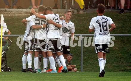 Fussball Kaerntner Liga. Bleiburg gegen St. Michael/Bl..  Torjubel Arnold Gross, (St. Michael/Bl.). Bleiburg, am 14.8.2021.
Foto: Kuess
---
pressefotos, pressefotografie, kuess, qs, qspictures, sport, bild, bilder, bilddatenbank