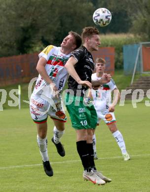 Fussball Regionalliga. WAC Amateure gegen FC Gleisdorf 09. Fabian Tauchhammer (WAC),  Rene Radl  (Gleisdorf). St. Andrae, am 14.8.2021.
Foto: Kuess
---
pressefotos, pressefotografie, kuess, qs, qspictures, sport, bild, bilder, bilddatenbank