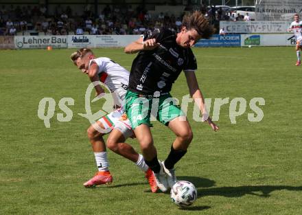 Fussball Regionalliga. WAC Amateure gegen FC Gleisdorf 09. Maximilian Scharfetter (WAC),   Pascal Michael Zisser  (Gleisdorf). St. Andrae, am 14.8.2021.
Foto: Kuess
---
pressefotos, pressefotografie, kuess, qs, qspictures, sport, bild, bilder, bilddatenbank